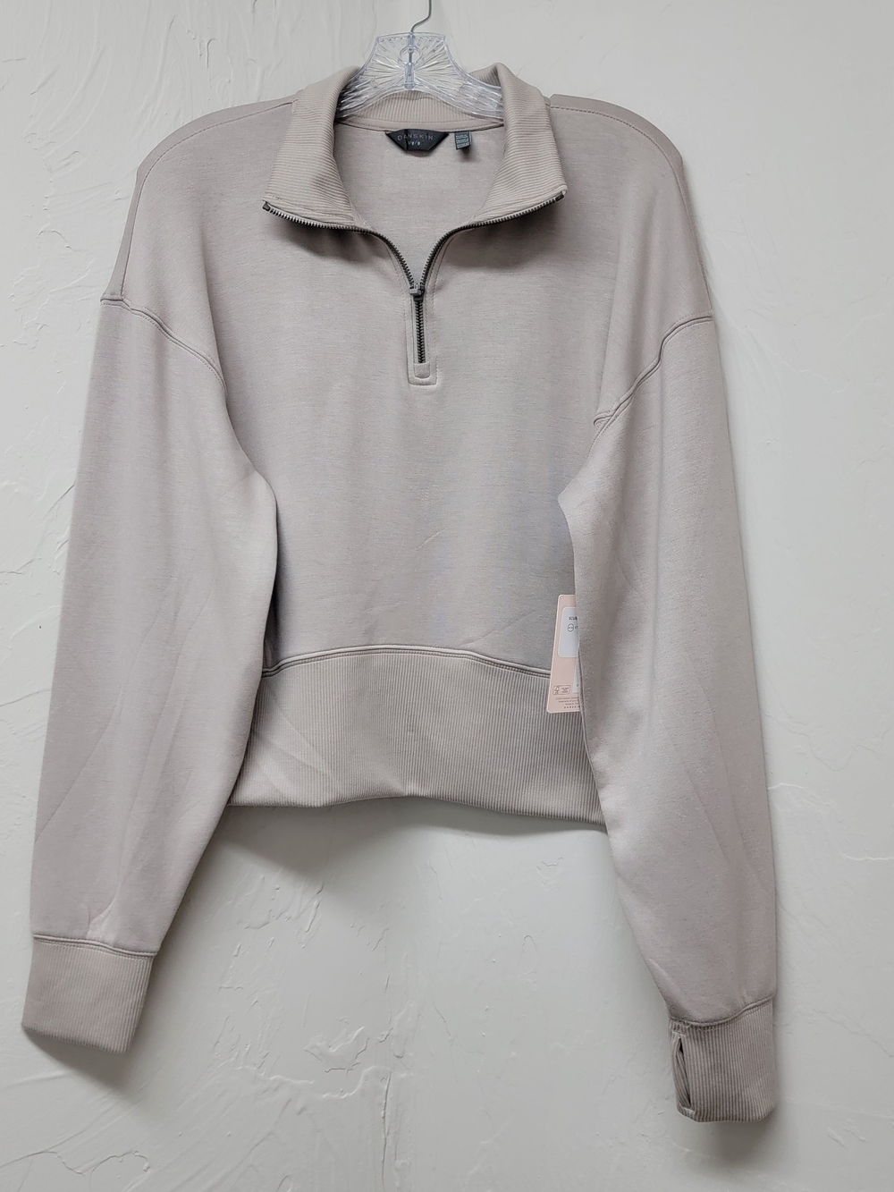 Scuba Half-Zip Oversized Beige Sandwash Sweater Lounge Fall Boxy Danskin NWT LG